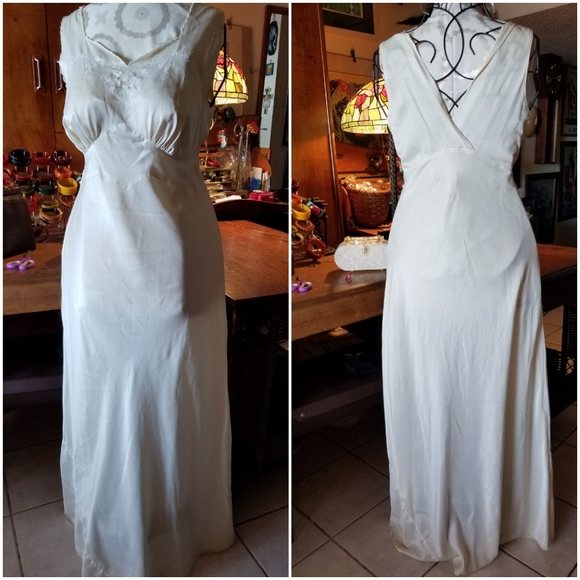 C1930 satin FULL LENGTH gown DRESS jean harlow - Picture 4 of 5